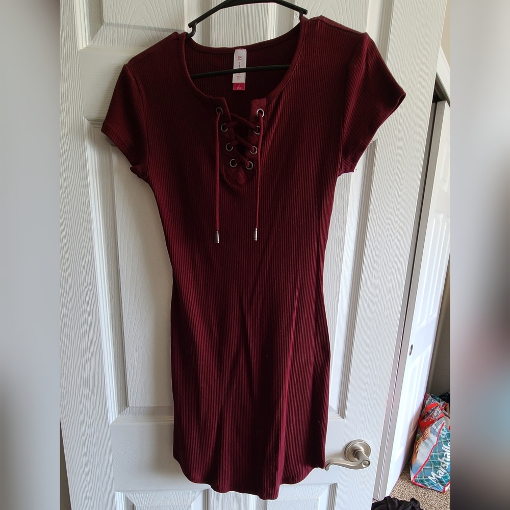 M Ribbed lace up mini dress